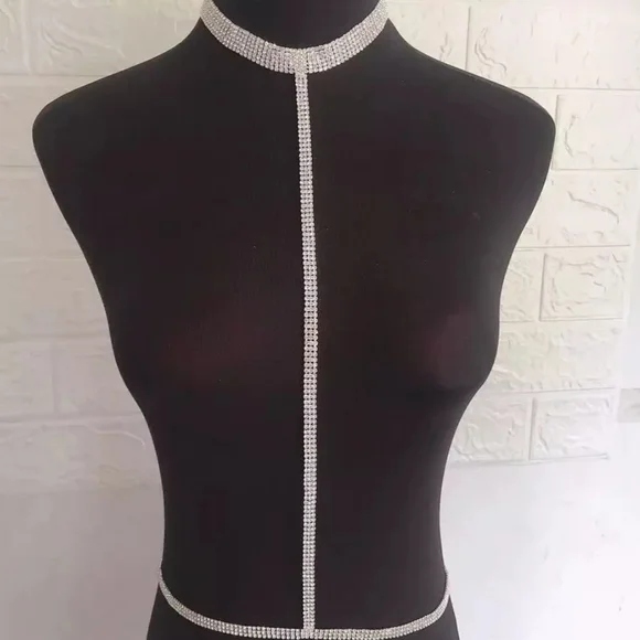 🎀Exquisite Sexy Rhinestone Choker &  Waiste Chain - Picture 3 of 6